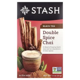 Stash Tea, Black Tea, Чай с двумя специями, 18 чайных пакетиков, 1,1 унции (33 г)