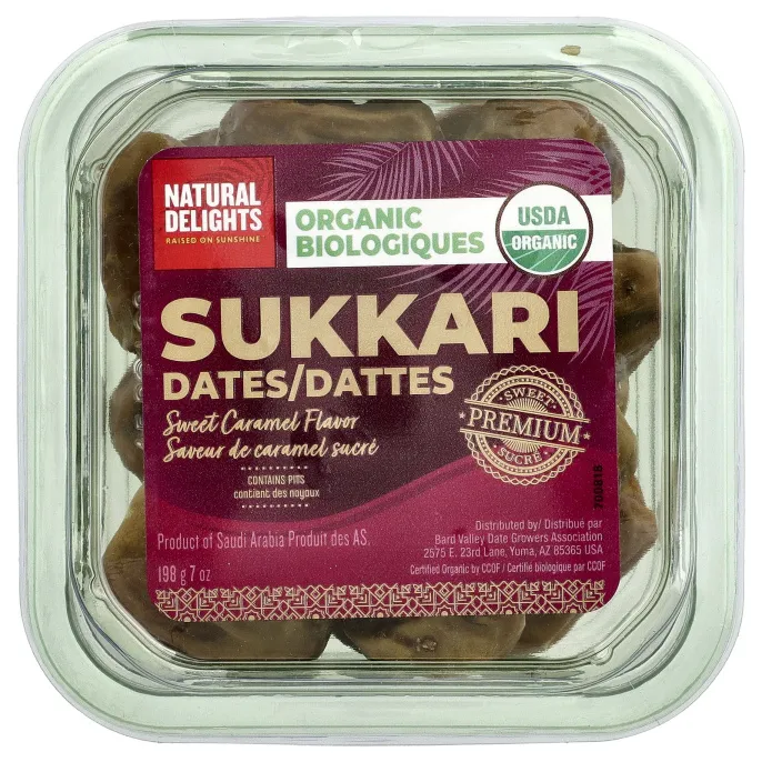 Natural Delights, органические финики суккари, 198 г (7 унций)
