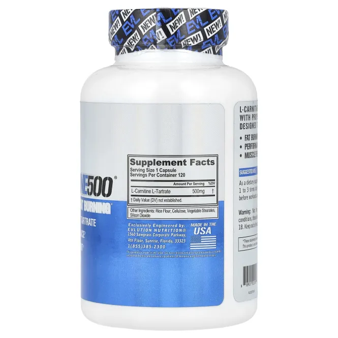 EVLution Nutrition, Карнитин 500, 120 капсул