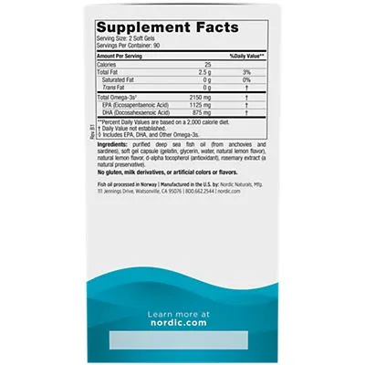 Nordic Naturals, Ultimate Omega 2X Лимон 180 софтгелей