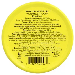 Bach, Rescue® Pastilles, для снятия стресса, арбуз, 35 пастилок, 50 г (1,7 унции)