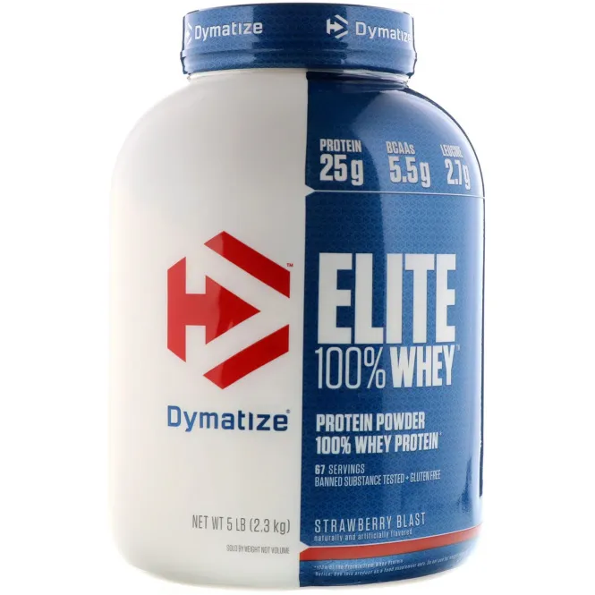 Dymatize Nutrition, Elite 100% Whey Protein, Strawberry Blast, 5 lbs (2.27 kg)