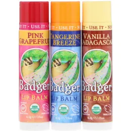 Badger Company, Подарочный набор бальзамов для губ, красная коробка, набор из 3 шт. по 0,15 унции (4,2 г)