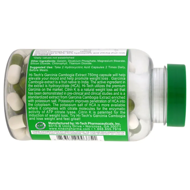 Hi Tech Pharmaceuticals, Экстракт гарцинии камбоджийской, 750 мг, 100 капсул