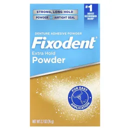 Fixodent, Адгезивный порошок для зубных протезов, экстра фиксация, 76 г (2,7 унции)