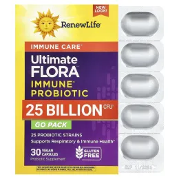 Renew Life, Ulitimate Flora™, пробиотик для ухода за иммунитетом, 30 веганских капсул