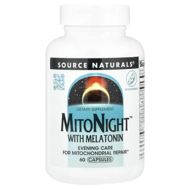Source Naturals, MitoNight™ с мелатонином, 60 капсул