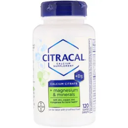 Citracal, Цитрат кальция, с витамином D и магнием, 120 таблеток в оболочке