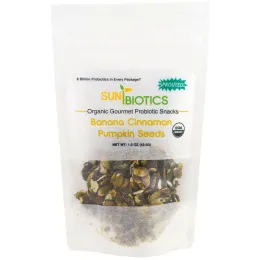 Sunbiotics, Органические гурманские пробиотические закуски, семена тыквы, банан и корица, 42,5 г (1,5 унц.)
