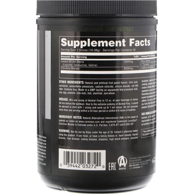 Animal, Животная ярость, фруктовый пунш, 491,4 г