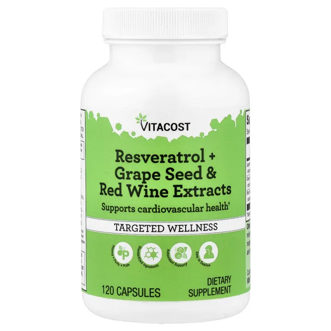 Vitacost, Resveratrol + Grape Seed & Red Wine Extracts, 120 Capsules