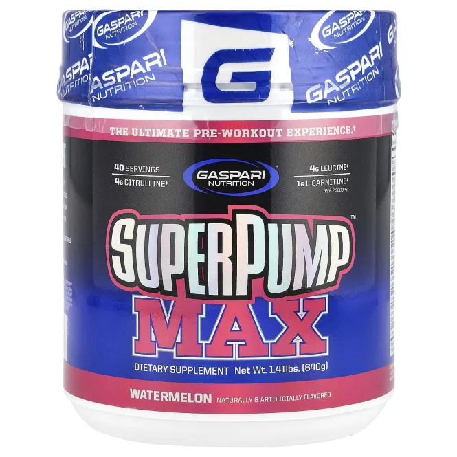 Gaspari Nutrition, SuperPump Max, лучшая добавка для приема перед тренировкой, арбуз, 1,41 фунта (640 г)