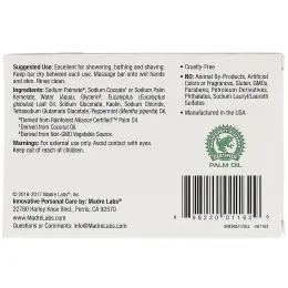 Madre Labs, Удаляющее токсины кусковое мыло с глиной, с древней глиной, эвкалипт и перечная мята, 5 унций (141 г)