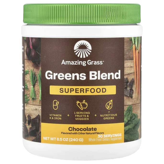 Amazing Grass, Зеленая чудо-пища, шоколад, 8.5 унц. (240 г)