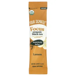 Four Sigmatic, Focus, органический черный чай с ежовиком гребенчатым, лимон, 5 пакетиков по 2,5 г (0,09 унции)