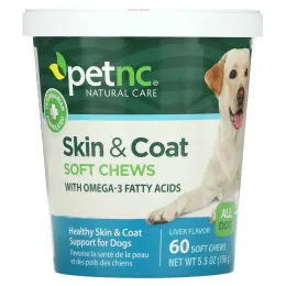 petnc NATURAL CARE, Естественный уход за домашними животными, кожа и шерсть, вкус печени, для всех собак, 60 жевательных пастилок