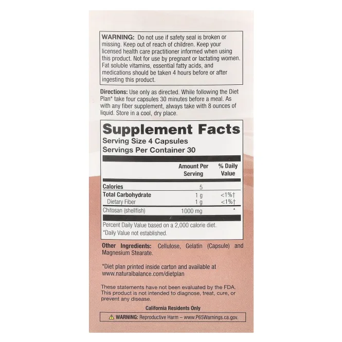 Natural Balance, Хитозан, 1000 мг, 120 капсул