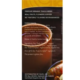 Numi Tea, Органический чай, травяной чайсан, куркума "Три корня", без кофеина, 12 чайных пакетов, 1,42 унции (40,2 г)