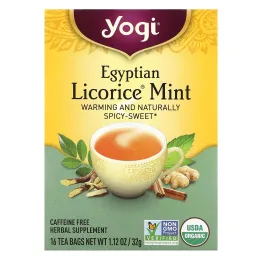 Yogi Tea, египетская солодка и мята, без кофеина, 16 чайных пакетиков, 32 г (1,12 унций)
