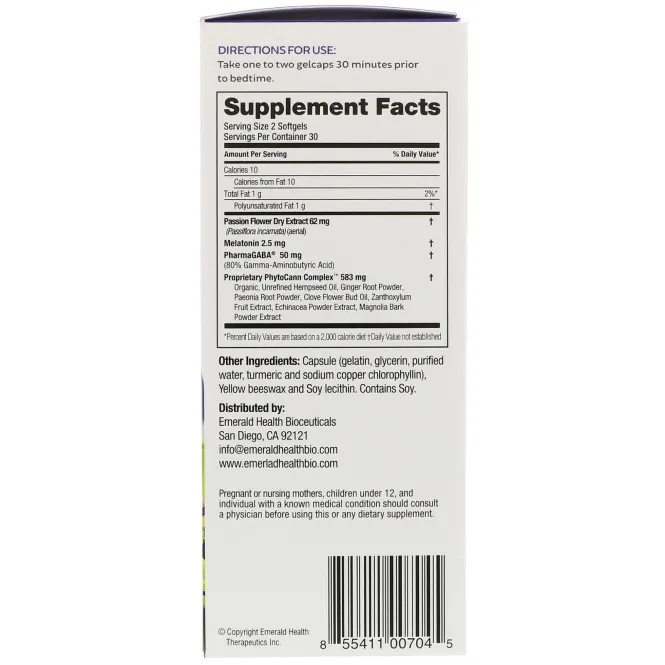 Emerald Health Bioceuticals, Inc, EndoSleep, 60 гелевых капсул