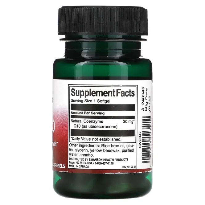 Swanson, Коэнзим Q10, 30 мг, 60 мягких таблеток
