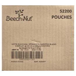 Beech-Nut, овощи, для детей от 6 месяцев, цукини, шпинат и банан, 12 паучей по 99 г (3,5 унции)