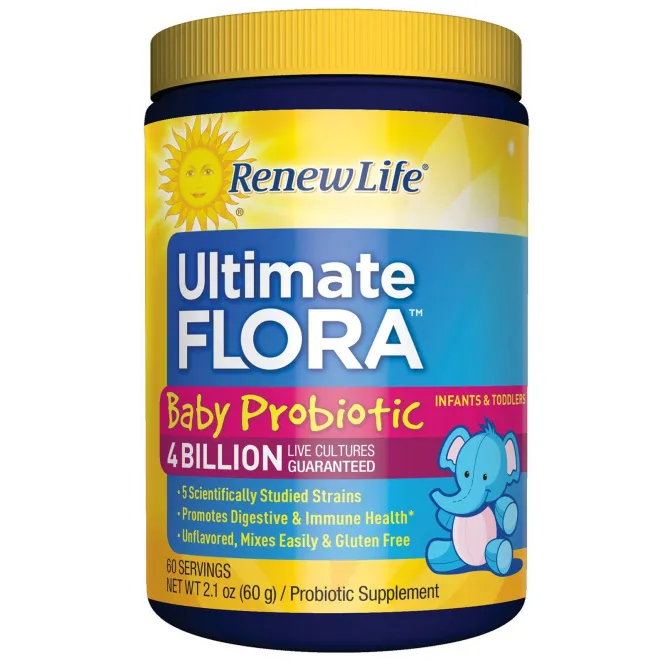 Renew Life, Ultimate Flora, пробиотики для детей, 4 млрд. живых культур, 2,1 унц. (60 г)