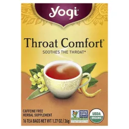 Yogi Tea, Throat Comfort®, без кофеина, 16 чайных пакетиков, 36 г (1,27 унции)