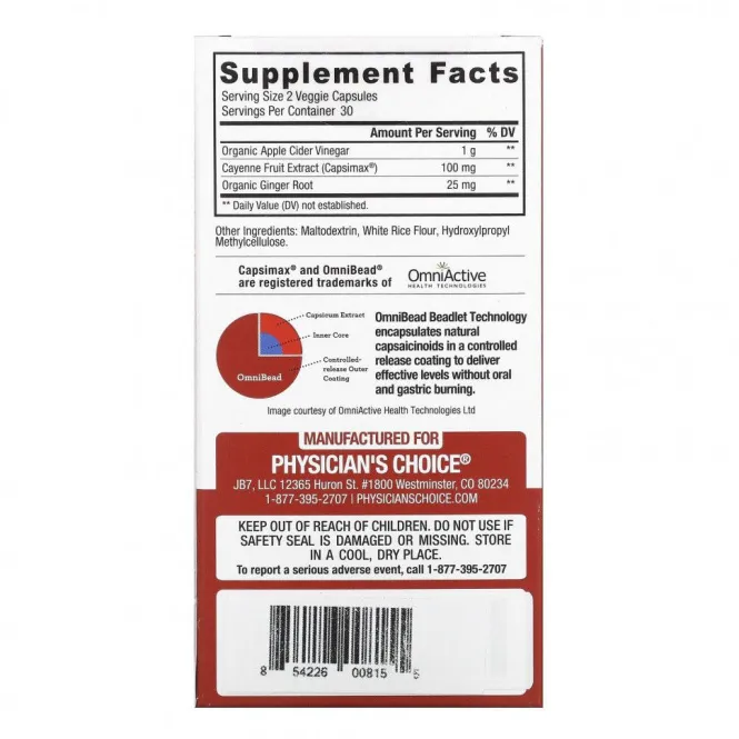 Physician's Choice, Apple Cider Vinegar Capsules, 60 Vegetarian Capsules