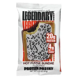 Legendary Foods, протеиновое пирожное, мороженое с горячим фаджем, 10 шт. по 61 г (2,2 унции)