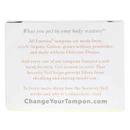 Emerita, Тампоны из органического хлопка, без аппликатора, супервпитывающие, 20 тампонов
