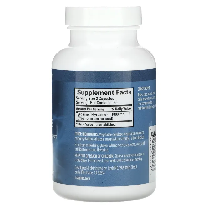 BrainMD, тирозин, 120 капсул