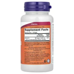 Витамин Д3 1000МЕ, Vitamin D3 1000 IU, Now Foods, высокоактивный, 180 жевательных таблеток