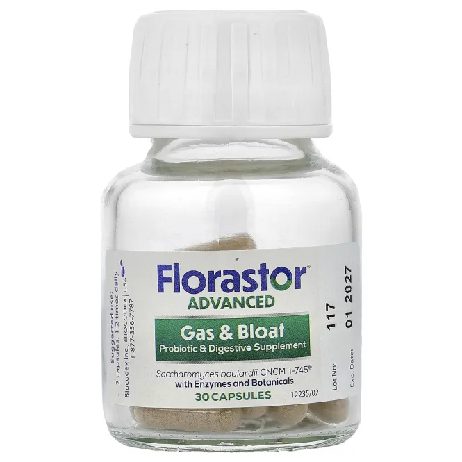 Florastor, Advanced, Gas & Bloat, 30 Vegetarian Capsules