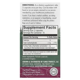 Host Defense, Host Defense, грибы, трутовик разноцветный, 30 капсул