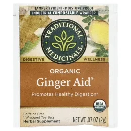 Traditional Medicinals, Ginger Aid, органический, (имбирь), без кофеина, 16 чайных пакетиков, 32 г (1,13 унции)