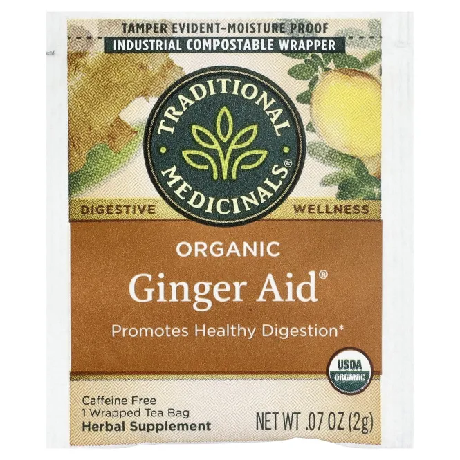 Traditional Medicinals, Ginger Aid, органический, (имбирь), без кофеина, 16 чайных пакетиков, 32 г (1,13 унции)