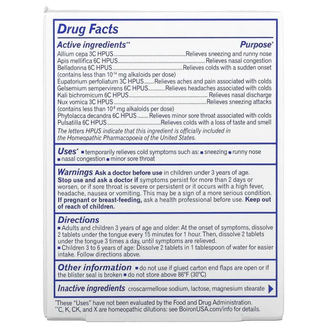 Boiron, Coldcalm, 60 быстрорастворимых таблеток