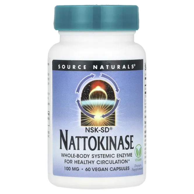 Source Naturals, Наттокиназа, 100 мг, 60 капсул