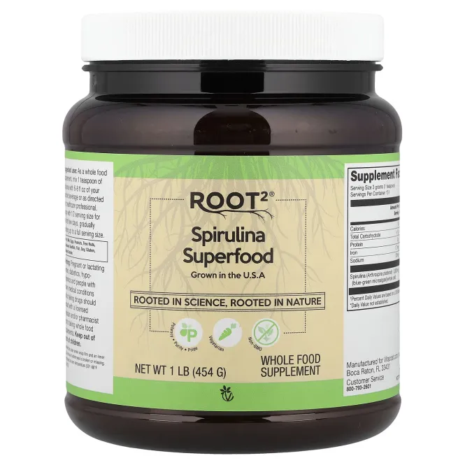 Vitacost, Root2, спирулина, суперфуд, 454 г (1 фунт)