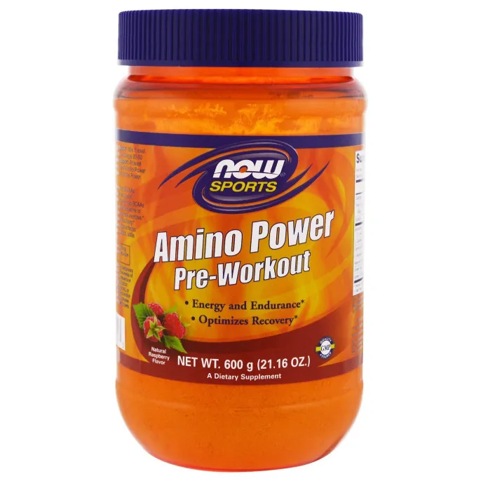 Now Foods, Спортивное питание, мощный аминокомплекс перед тренировкой, натуральный клубничный вкус, 21,16 унция (600 г)