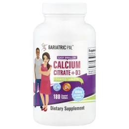 BariatricPal, цитрат кальция и D3, 180 таблеток, покрытых оболочкой