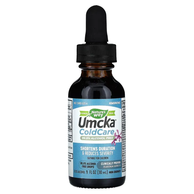 Nature's Way, Umcka, ColdCare, капли от простуды, не содержит спирт, 1 жидкая унция (30 мл)