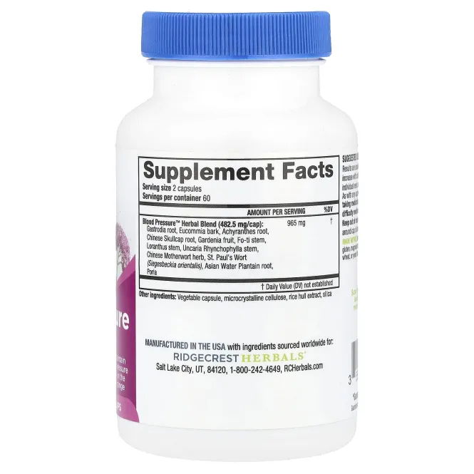 RidgeCrest Herbals, Формула кровяного давления, 120 вегетарианских капсул