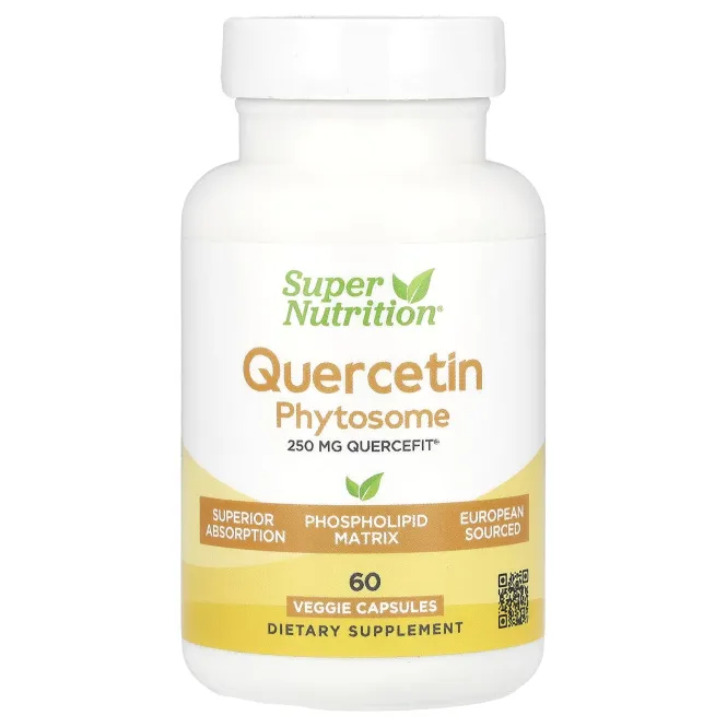 Super Nutrition, Quercetin Phytosome Quercefit®, фитосомы кверцетина, 250 мг, 60 растительных капсул