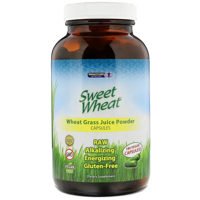 Sweet Wheat, Порошок из выжимки ростков пшеницы, 180 веганских капсул