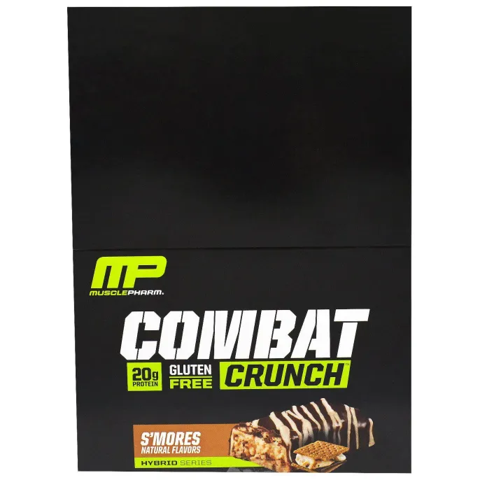 MusclePharm, "Битва", хрустящие белковые батончики со вкусом смора, 12 батончиков по 2,22 унции (63 г)