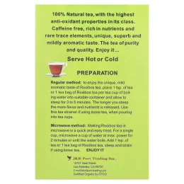 J&R Port Trading, Органический зеленый Ройбос, без кофеина, 40 чайных пакетиков, 3,53 унции (100 г)