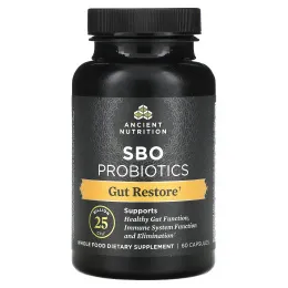 Dr. Axe / Ancient Nutrition, SBO Probiotics, средство для восстановления кишечника, 25 млрд КОЕ, 60 капсул