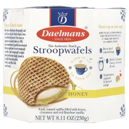 Daelmans, Stroopwafels, мед, 8 вафель, 230 г (8,11 унции)
